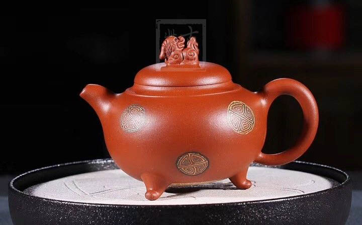 《獅韻》紫砂壺全手工茶壺老師小紅泥，絞泥（段泥、紫泥、綠泥等）壺